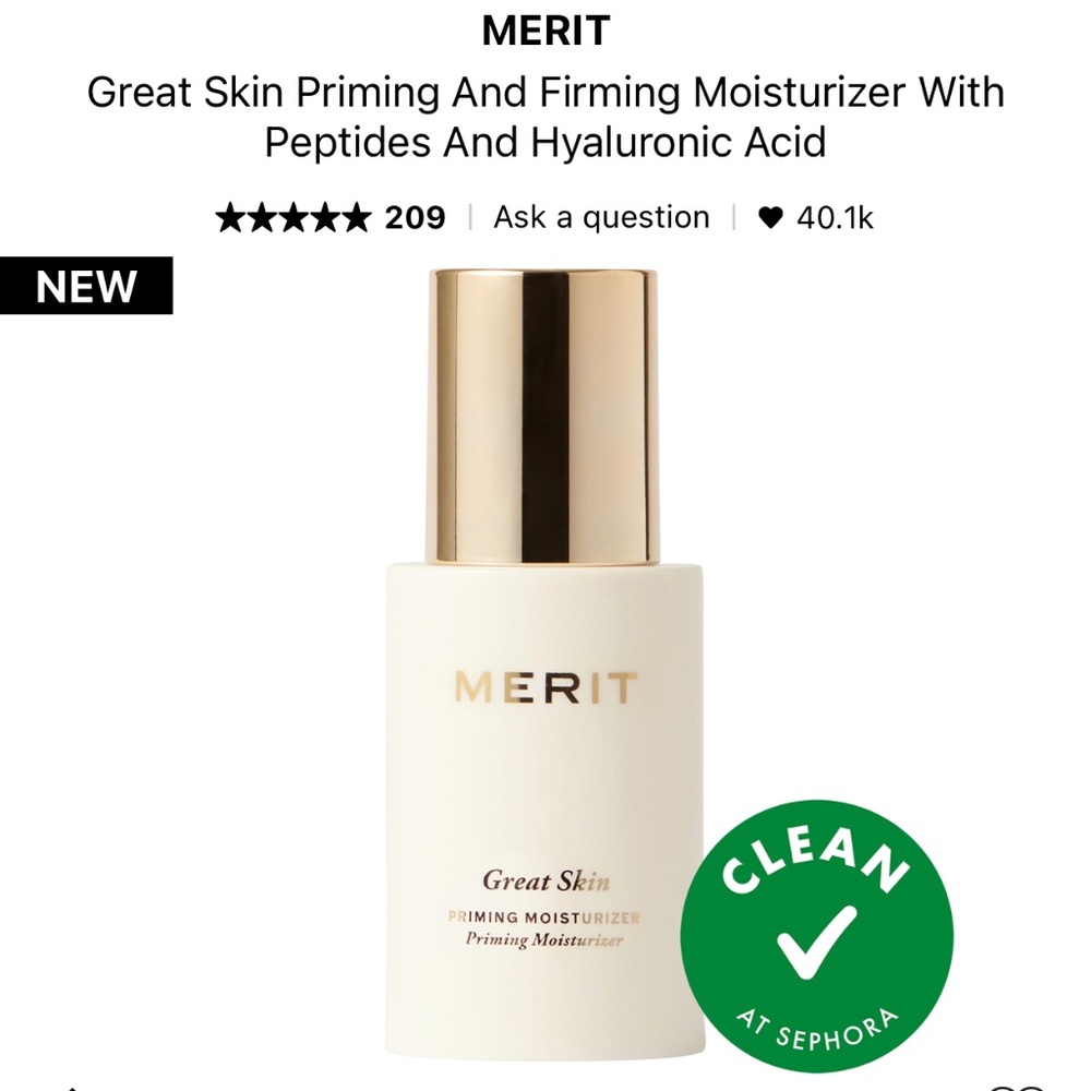 ⭐️2/60$⭐️🎄NIB MERIT Great Skin Priming And Firming Moisturizer